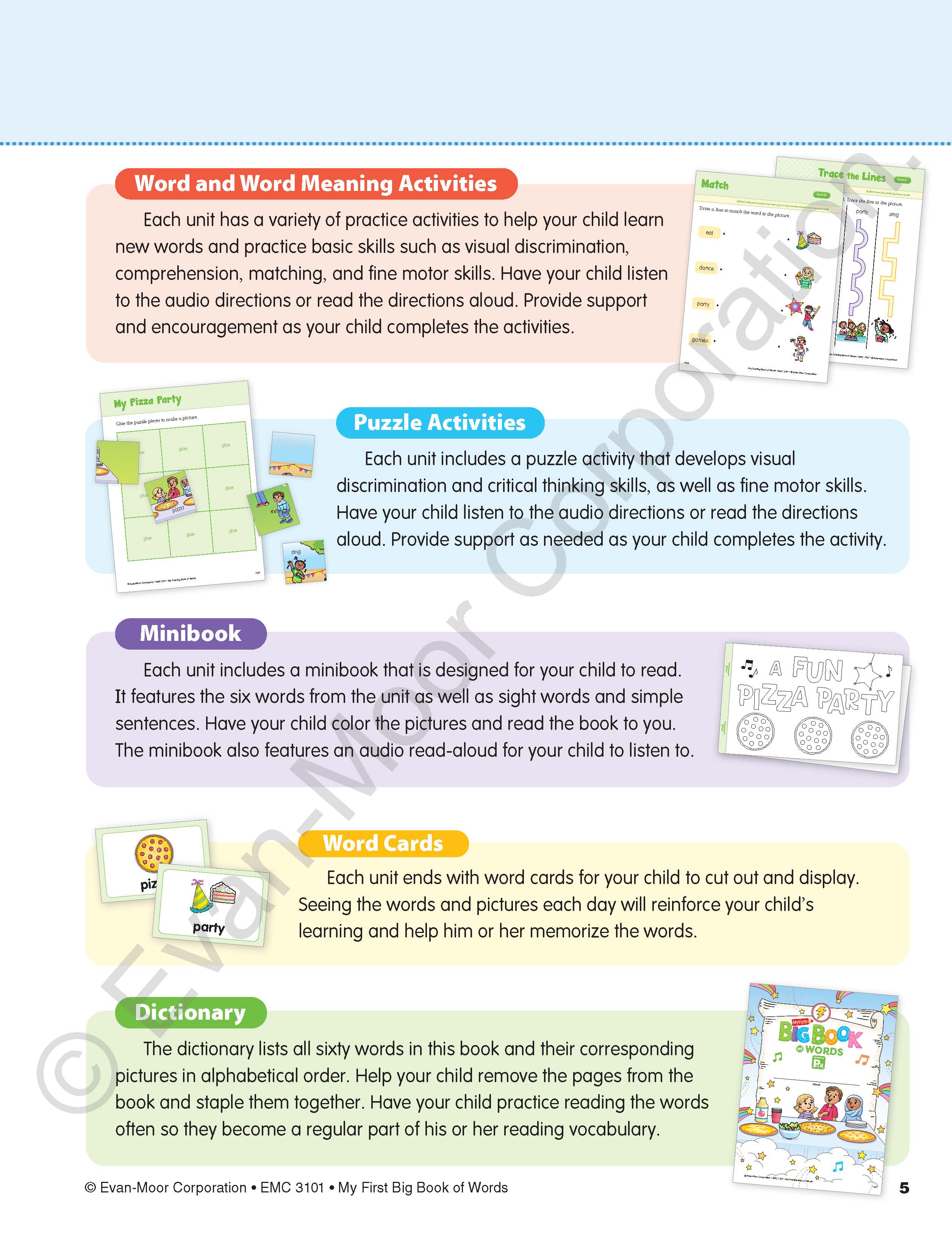 My First Big Book of Words, Grade PreK Workbook