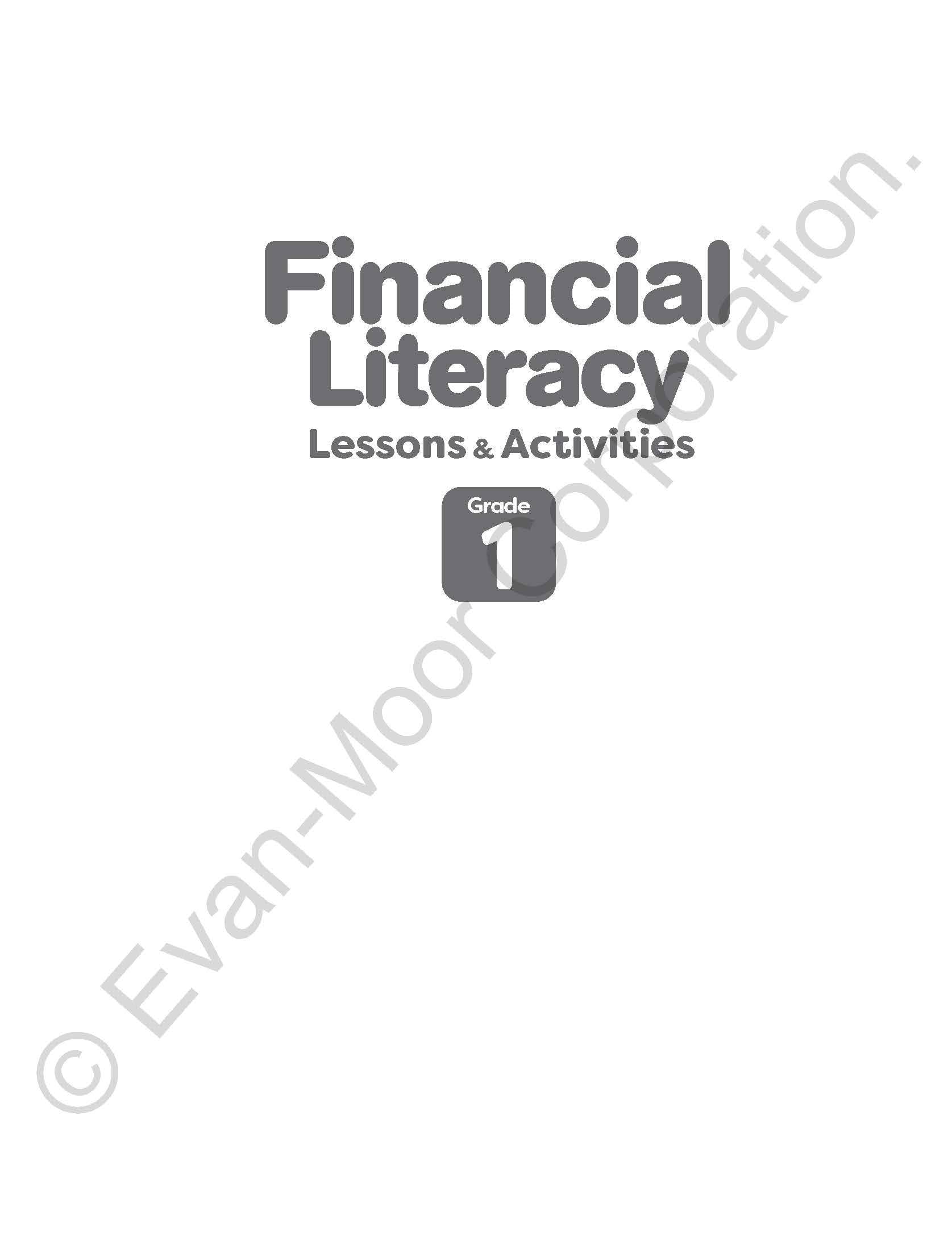 Financial Literacy Lessons and Activities, Grade 1