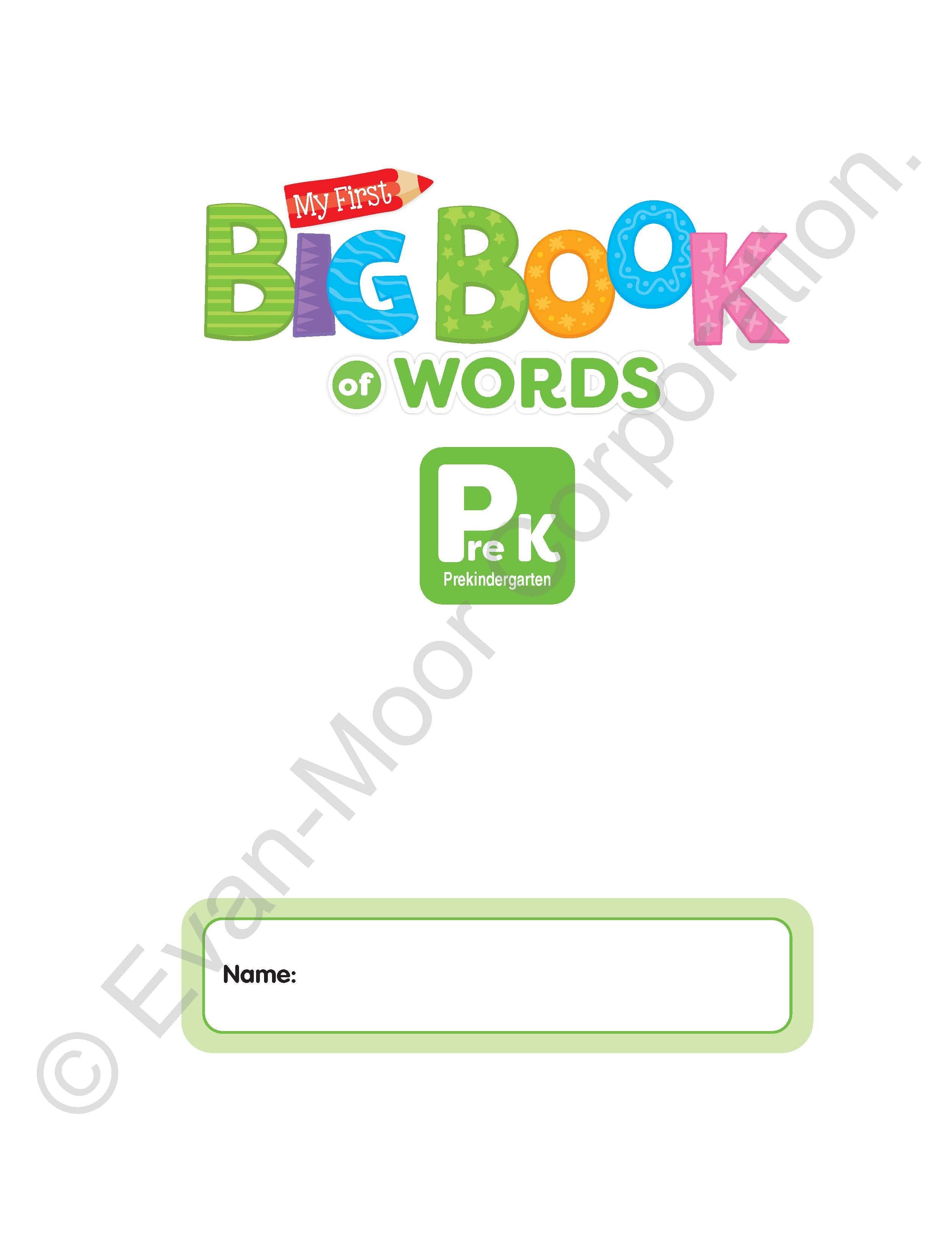 My First Big Book of Words, Grade PreK Workbook