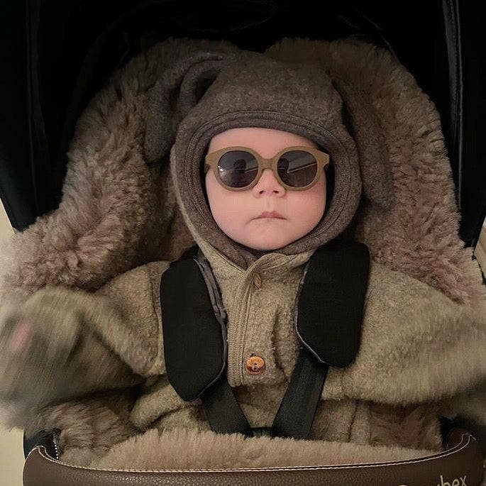 Black Natural Sheepskin Stroller Sleeping Bag: Greige