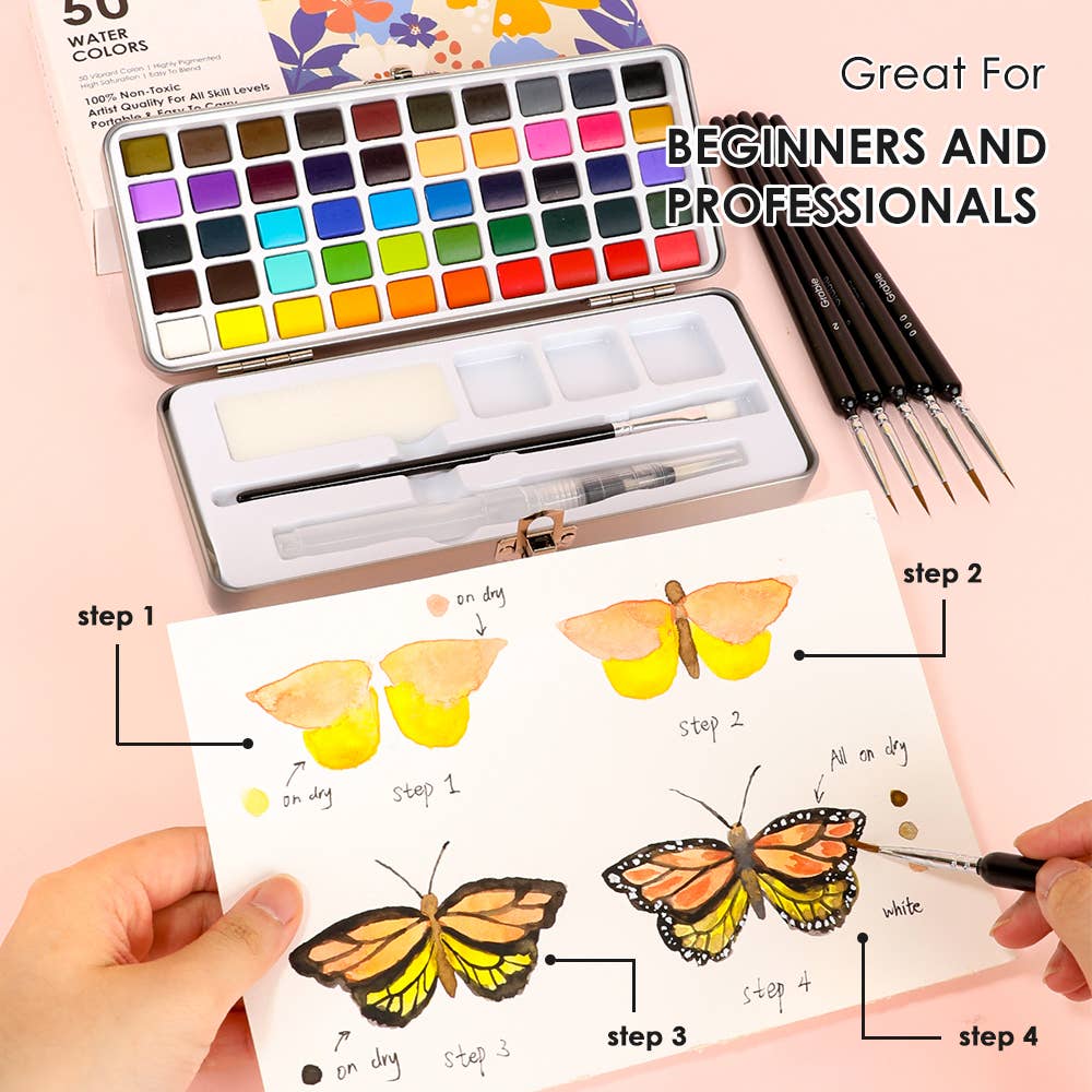 Watercolor Set Of 50 With Brushes