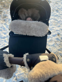 Black Natural Sheepskin Stroller Sleeping Bag: Greige