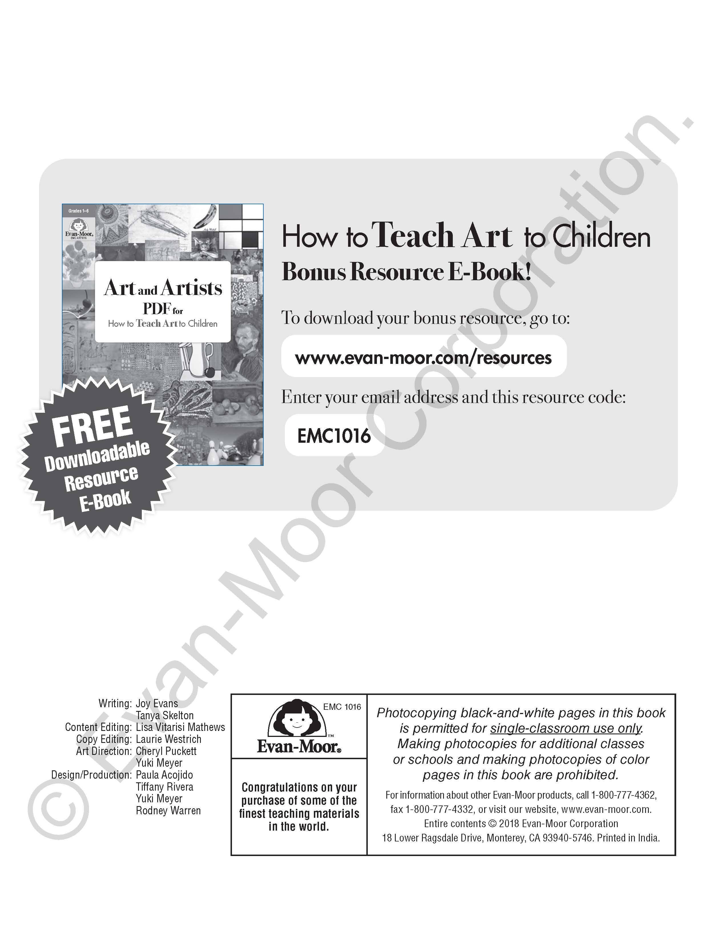 How to Teach Art to Children, Grade 1 - 6 Teacher Resource