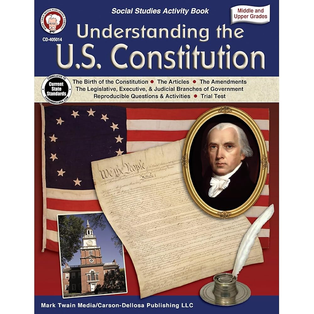 Mark Twain Understanding the US Constitution Workbook, American History Books Covering Articles, Amendments, Three Branches of Government, and More, Classroom or Homeschool Curriculum