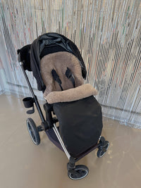 Black Natural Sheepskin Stroller Sleeping Bag: Greige