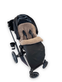 Black Natural Sheepskin Stroller Sleeping Bag: Greige