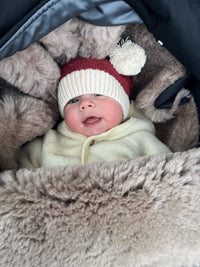 Black Natural Sheepskin Stroller Sleeping Bag: Greige