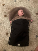 Black Natural Sheepskin Stroller Sleeping Bag: Greige