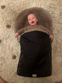 Black Natural Sheepskin Stroller Sleeping Bag: Greige