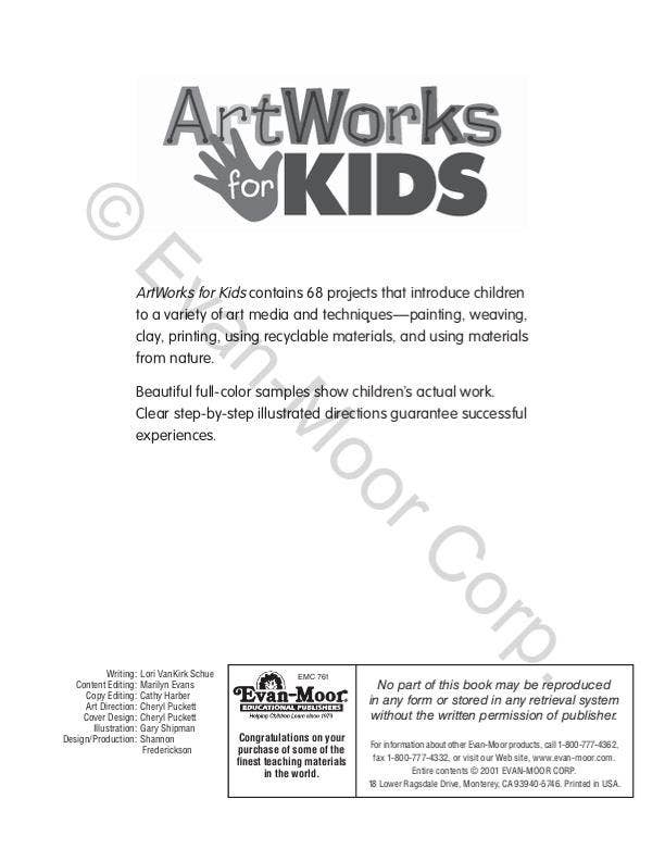 Artworks for Kids, Grade 1 - 6 Teacher Resource