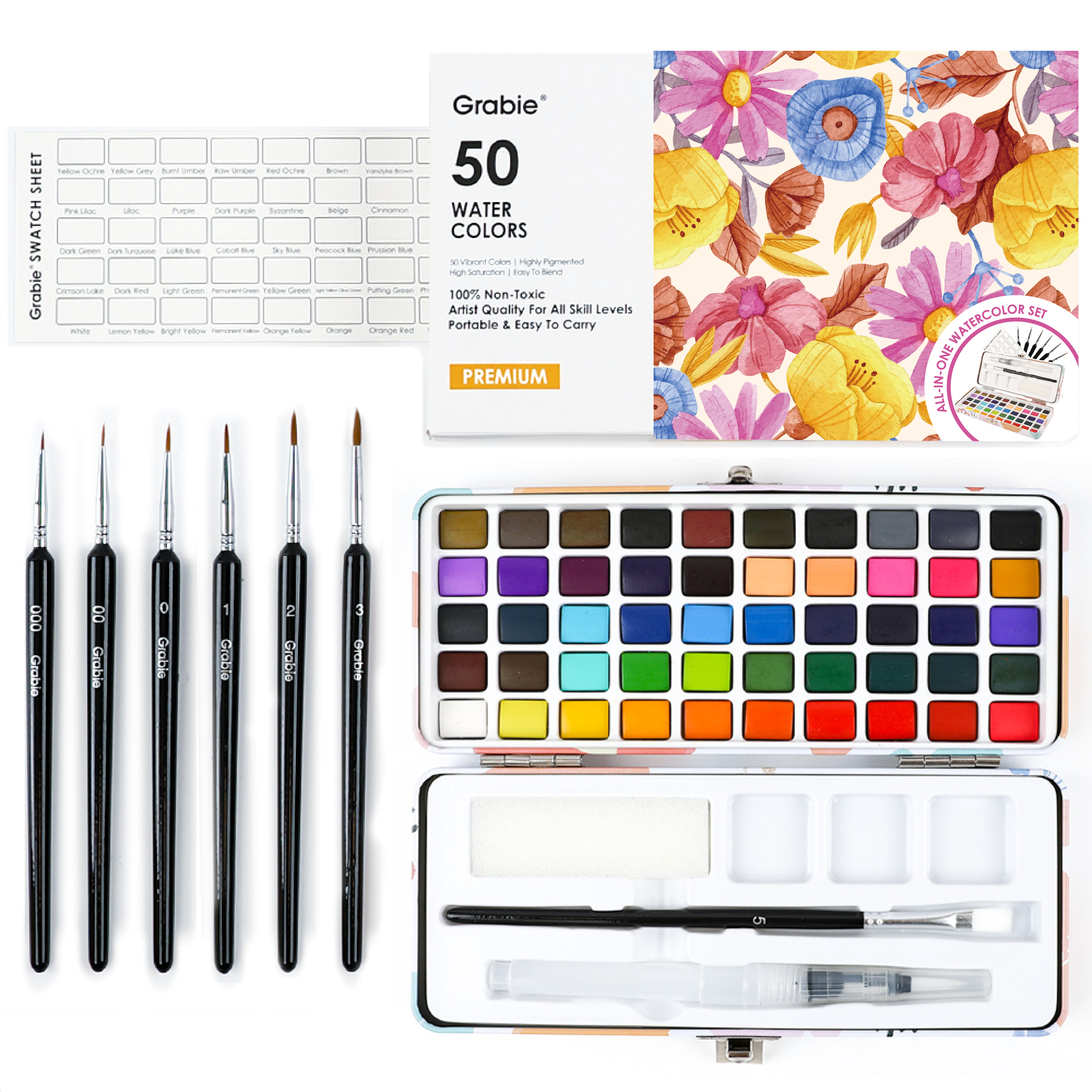 Watercolor Set Of 50 With Brushes